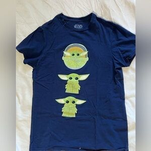 Star Wars baby Yoda Grogu Blue Tee Shirt Adult Small